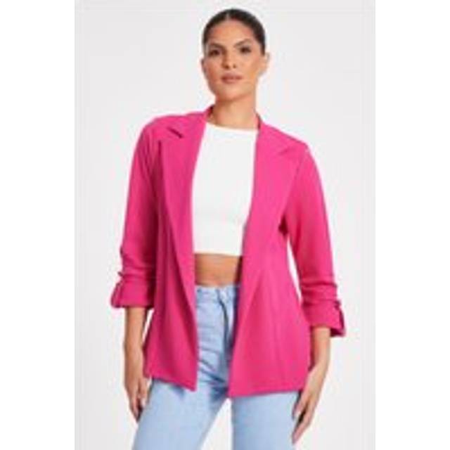 Bright Pink Ruched Sleeve Blazer - 16