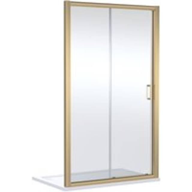 Contemporary 8mm Glass Sliding Reversible Sliding Shower Door, 1700mm, Brushed Brass