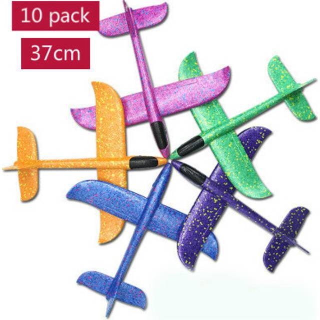 (37cm10pcs no lights) 6/10PCS 36CM 48cm Foam Glider Planes Airplanes Hand Throwing Toy Flight