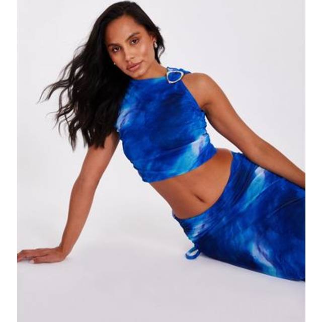 Blue Mesh Marble Crop Top - 10