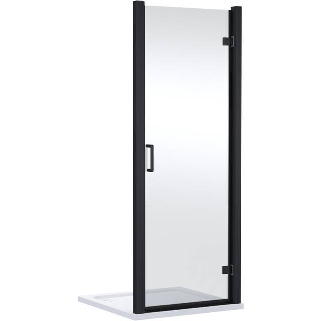 Contemporary 8mm Glass Reversible Hinged Shower Door, 800mm, Matt Black