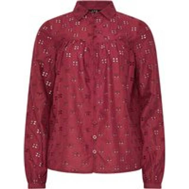 Lts Tall Red Cotton Broderie Yoke Shirt 12 Lts | Tall Women's Shirts & Blouses
