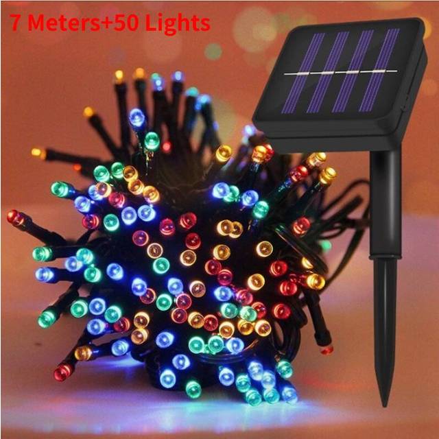 (Colour, 700cm/275.59in) Garland Led Christmas Fairy Light Outdoor Solar Powered String Lights 8 Mode