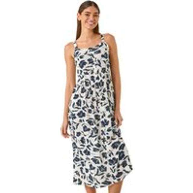 Floral Print Midi Sundress - White - 18