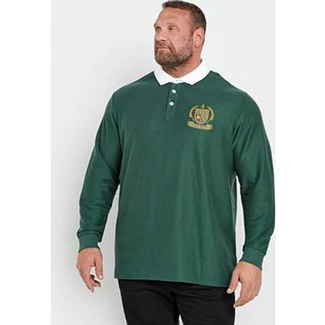 BadRhino Long Sleeve Rugby Polo Shirt - Green, Green, Size 3Xl, Men - 3XL