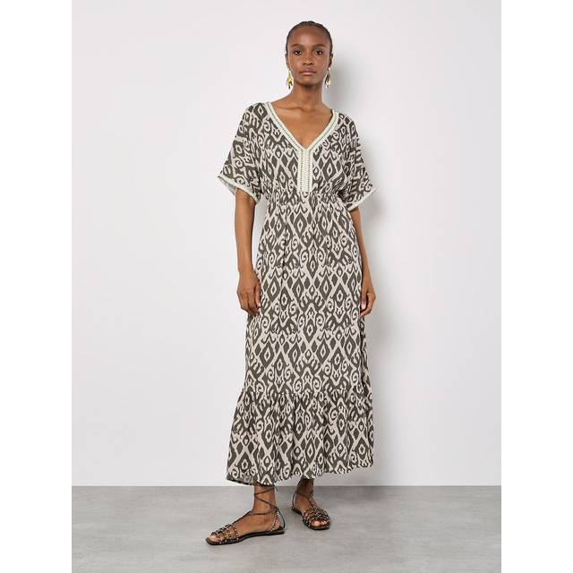 Apricot Women's Khaki Swirl Print Dress New Look - UK 10