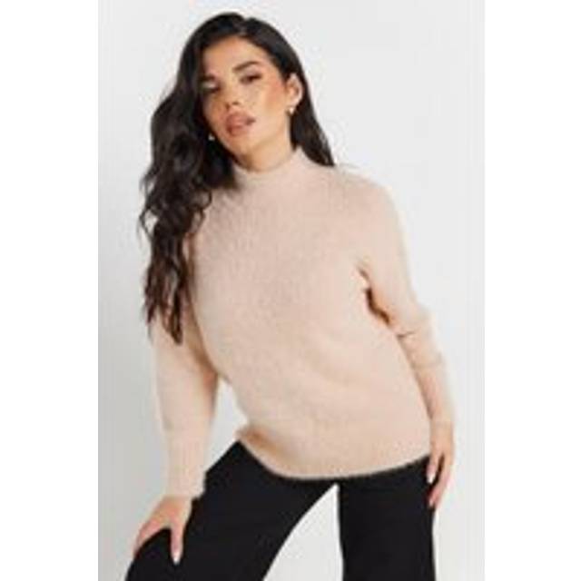 Pixiegirl Petite Pink Fluffy Knitted High Neck Jumper 10-12 Pixiegirl | Petite Women's Jumpers