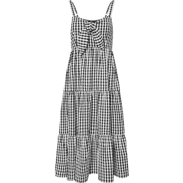 Pixiegirl Black Gingham Tie Front Midaxi Dress 14 Pixiegirl | Petite Women's Midaxi Dresses