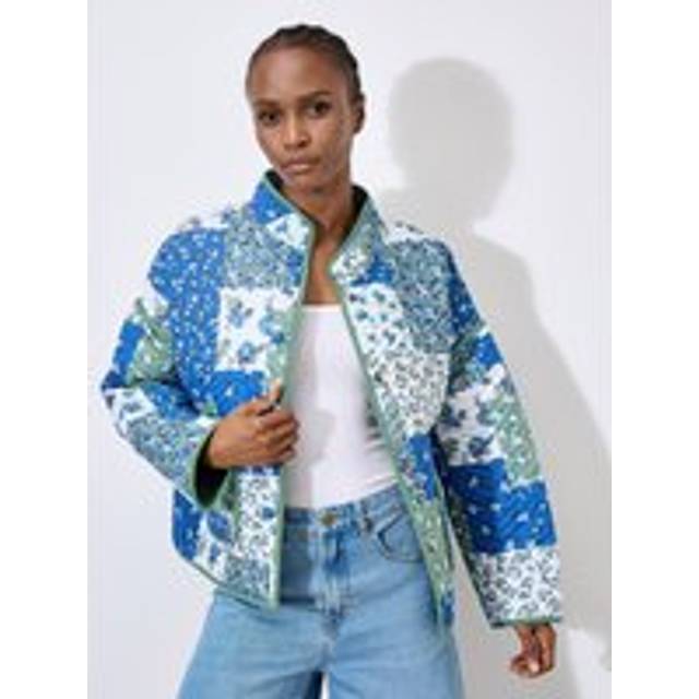 Apricot Patchwork Quilted Reversible Jacket In Green - 12