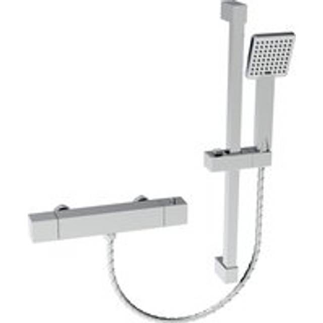 Nes Home Chrome Square Thermostatic Mixer With Slider Rail & Handset