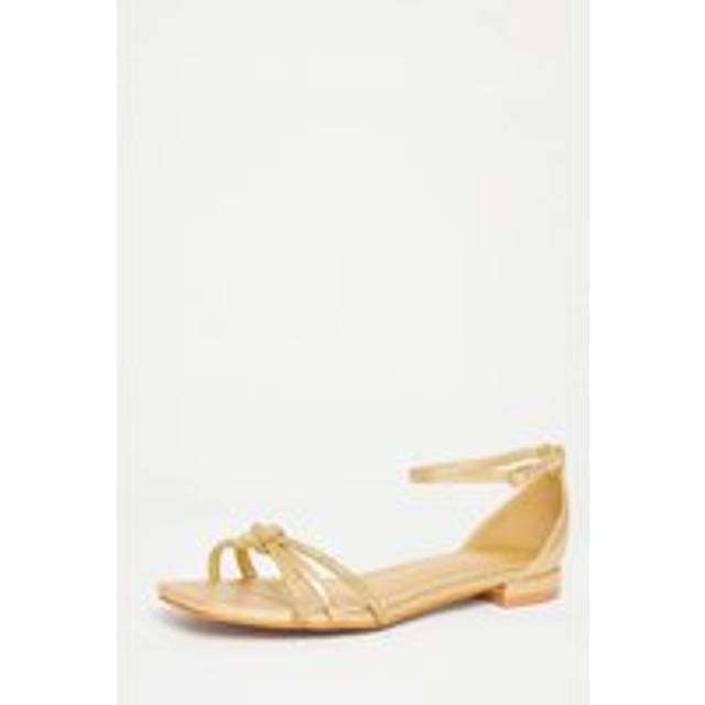 Womens Gold Wide Fit Knot Front Sandals - Metallics - 4