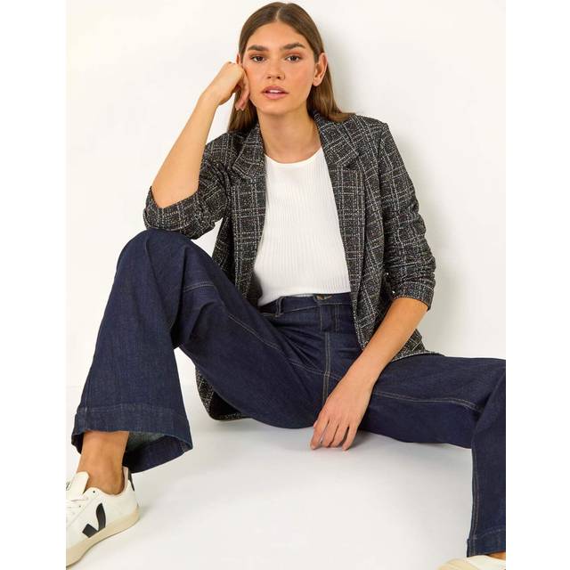 Textured Longline Blazer - Black - 10