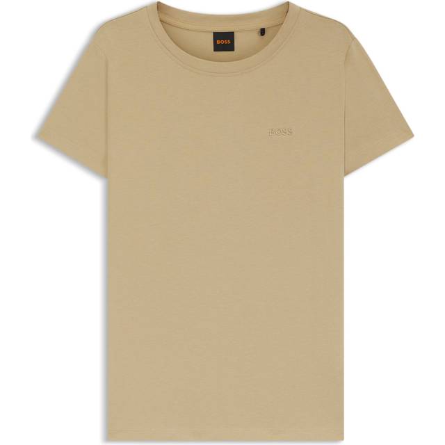 Cotton-jersey slim-fit T-shirt with tonal logo - Beige
