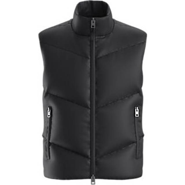 Water-repellent gilet in padded satin - Brown