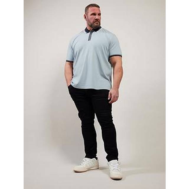 BadRhino Seersucker Zip Polo Shirt - Blue, Blue, Size 5-6Xl, Men - 5-6XL
