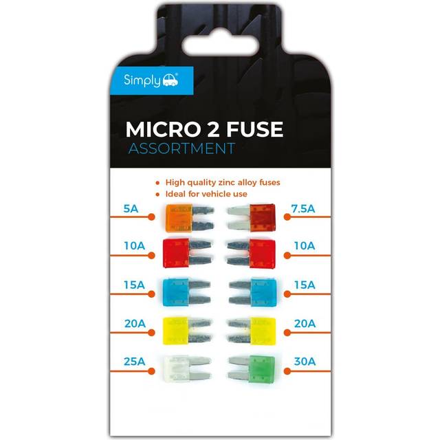 Assorted micro 2 fuses - 5 7.5 10 15 20 25 30 amps simply 10 pcs