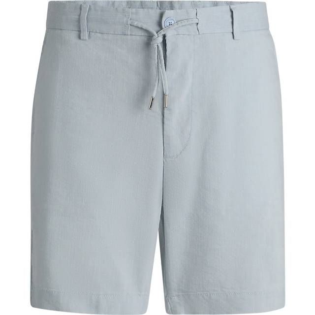 BOSS C-Kane Regular Fit Drawstring Linen Shorts - Light Blue, Light/Pastel Blue, Size 46, Men