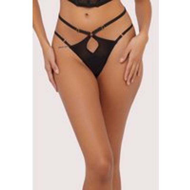 Womens Kali Mesh Double Strap Thong - Black - 16