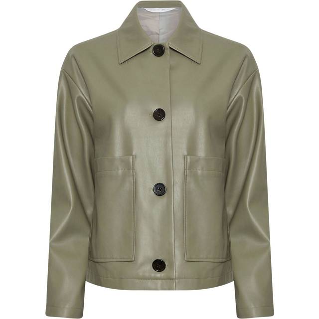Pixiegirl Petite Green Faux Leather Pocket Jacket 12 Pixiegirl | Petite Women's Jackets