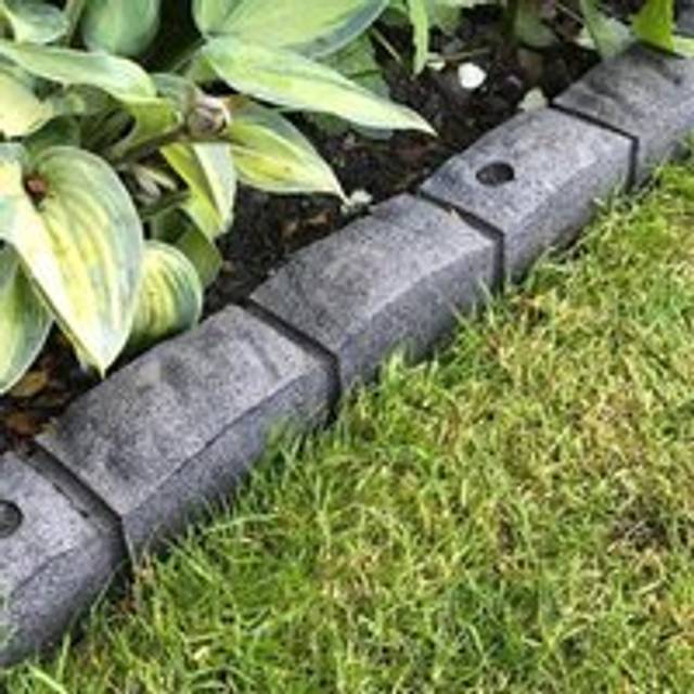 Roman Stone Effect Recycled Rubber Garden Edging Brick Design - Grey - 5 Pack
