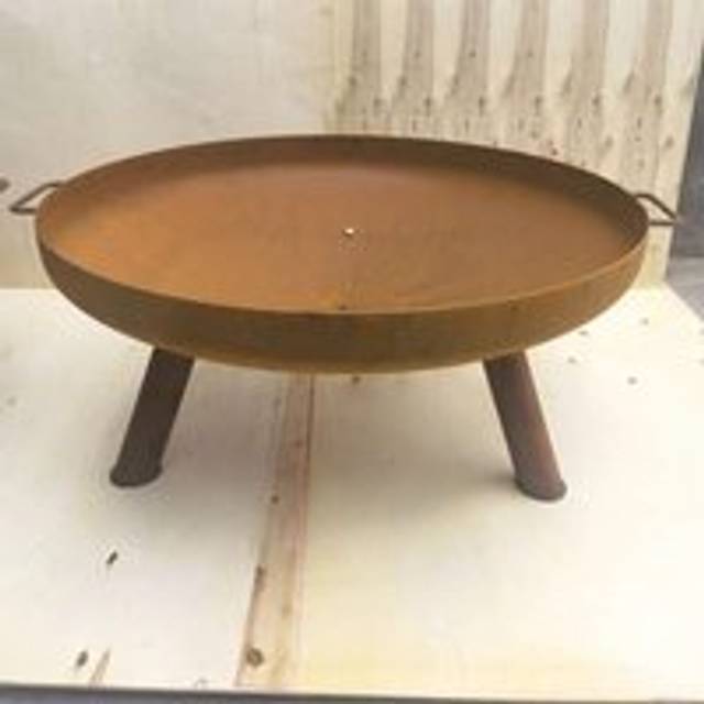 Corten Steel Fire Bowl With Round Legs 120cm Round - Black - One Size