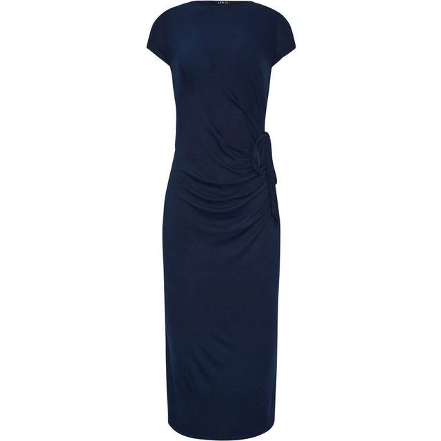 Lts Tall Navy Blue Ruched Tie Midi Dress 12 Lts | Tall Women's Midi Dresses