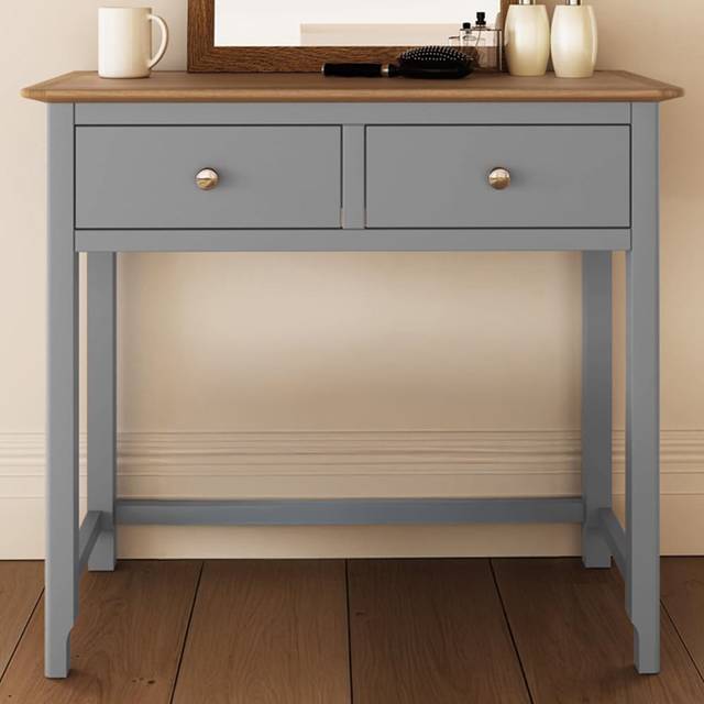 Fwstyle Dove Grey 2 Drawer Dressing Table Oak Top Assembled - One Size