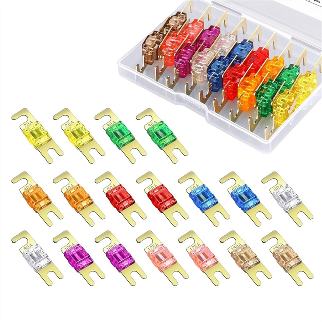 18 Pieces Mini ANL Fuse, Plated Fuse Pack (20A, 30A, 40A, 50A, 60A, 80A, 100A, 125A, 150A) for Automotive Marine