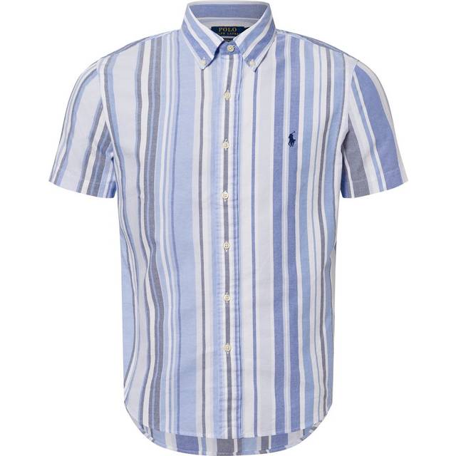 Polo Ralph Lauren Custom Fit Fun Stripe Short Sleeved Cotton Shirt - L - Blue