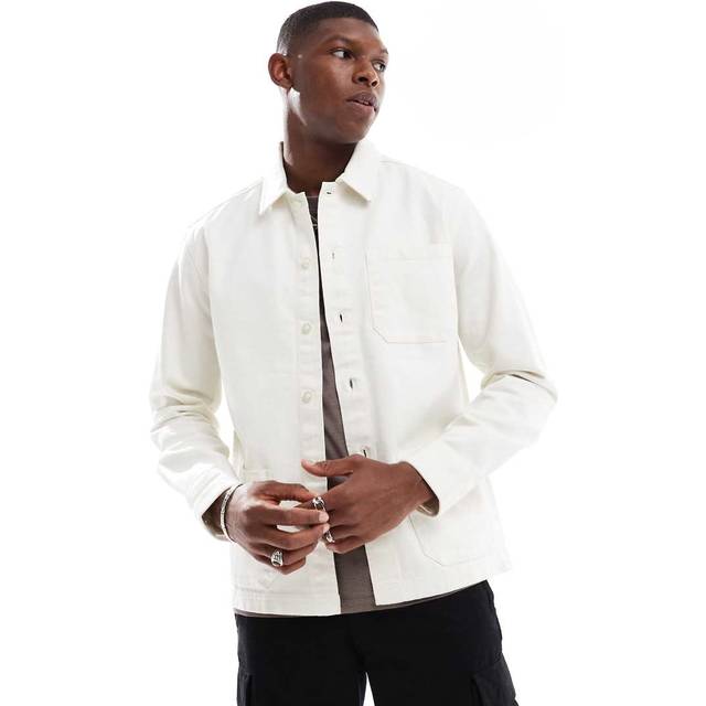 New Look Men's Off White Regular Heavyweight Twill Shacket - S