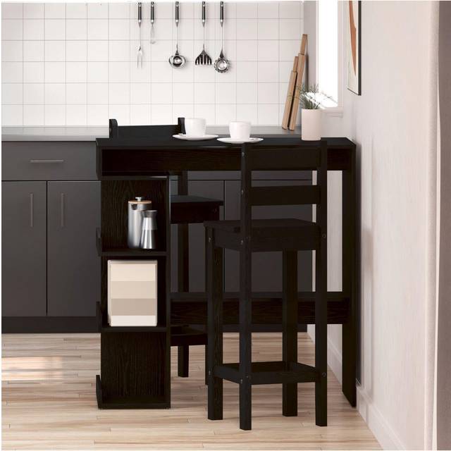 Black Oak Bar Table with Storage Rack, 100x50x101.5 cm - One Size