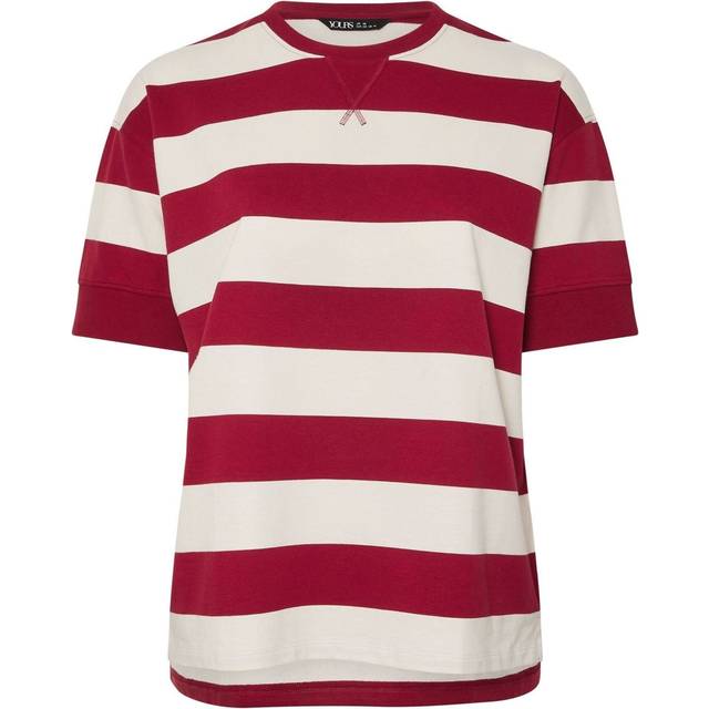 Yours Curve Red & White Stripe Short Sleeve Sweatshirt, Women's Curve & Plus Size, Yours - 20