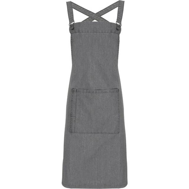 (One Size, Grey Denim) Premier Barista Polycotton Cross Back Full Apron