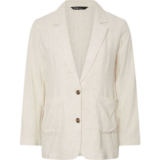 Yours Curve Natural Brown Relaxed Linen Blazer, Women's Curve & Plus Size, Yours - 20
