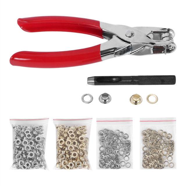 Grommet Eyelet Pliers Kit, 1/4 Inch 6mm Tool Kit with Metal Eyelets