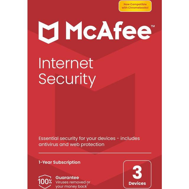 Mcafee internet security antivirus 2025 3 pc device 1 year delivered in the post