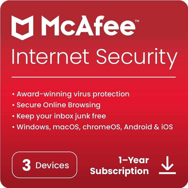 Mcafee internet security antivirus 2025 3 devices 1 year 5 minute email delivery
