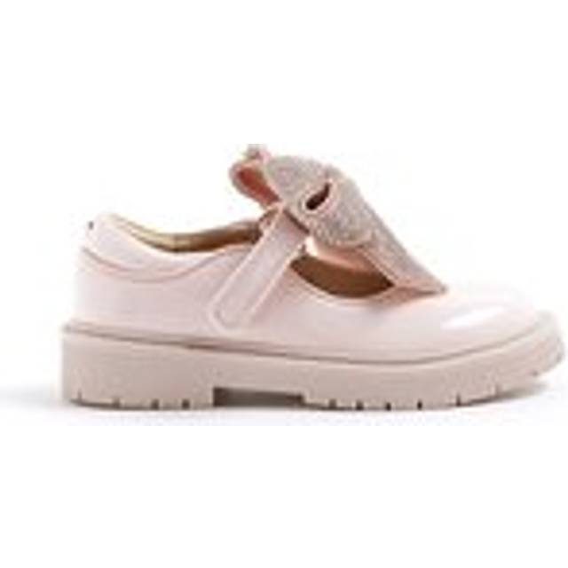 River Island Mini Girls Pink Diamante Bow Mary Jane Shoes - c6