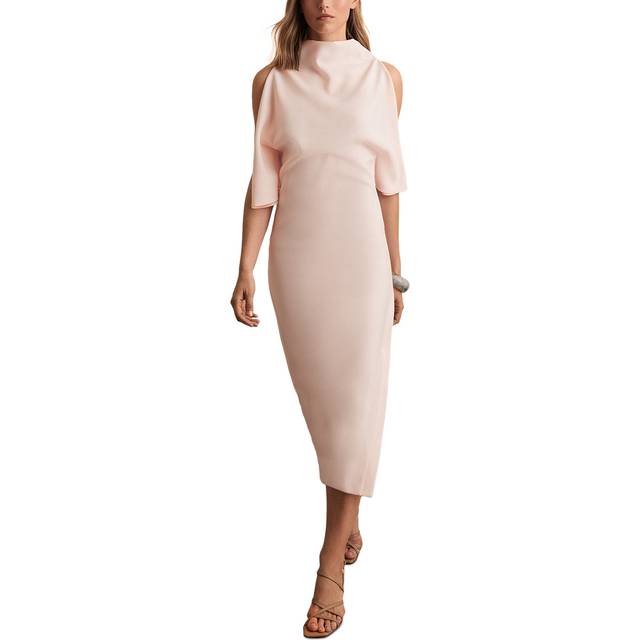 Womens Reiss Petra High-Neck Cold-Shoulder Woven Midi Dress