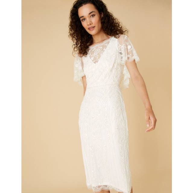 Monsoon audrey embellished cape bridal midi dress ivory uk 10 rrp £349