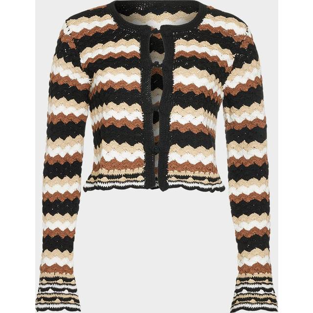 Alanza Crochet-Knit Cardigan - BLACK GEO CROCHET - Medium