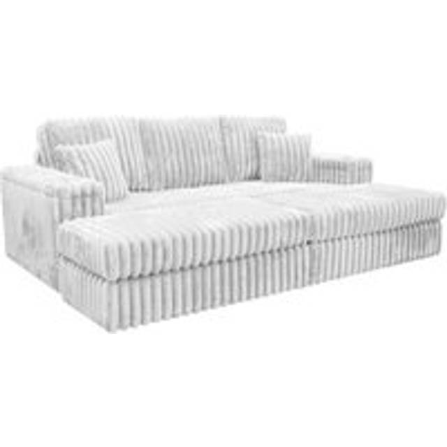 Luxury Life - Giovanni Luxe 3 Seater Cinema Fabric Chunky Cord Sofa with Footstool in Ivory