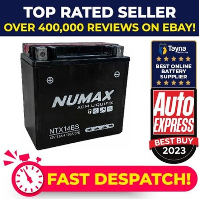 Numax ntx14bs, ytx14-bs motorcycle / motorbike battery - sealed & activated