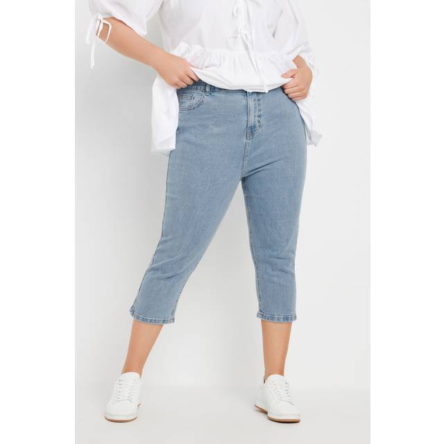 Yours Curve Light Blue Cropped Ava Jeans, Women's Curve & Plus Size, Yours - 30-32