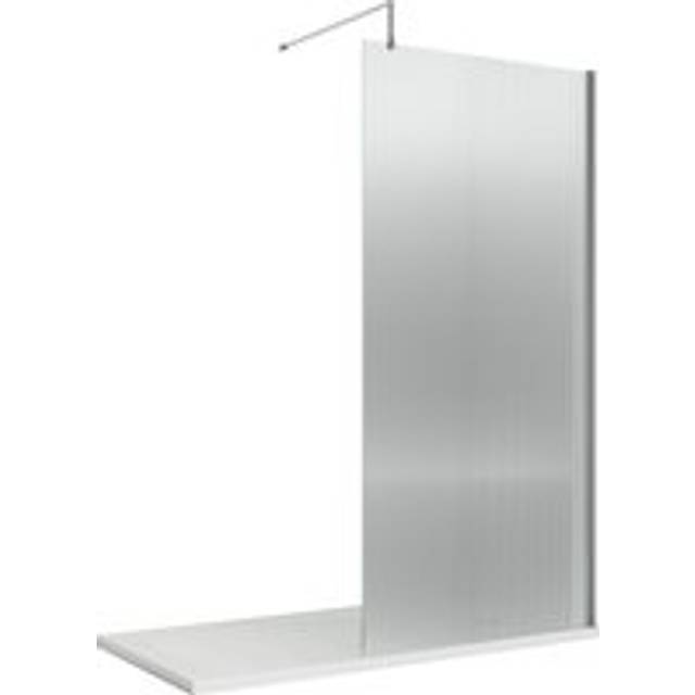 8mm Toughened Safety Glass Wetroom Screen & Support Bar, 1850mm x 800mm - Chrome