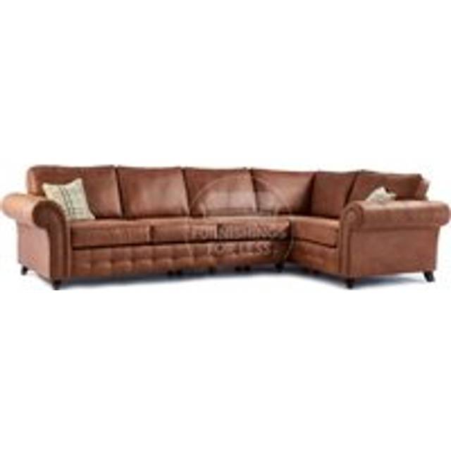 Oakland Tan Chesterfield 5 Seater L Shape Large Corner Sofa - One Size