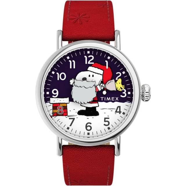 Timex X Snoopy Santa 40mm Leather Strap Watch Tw2w44400