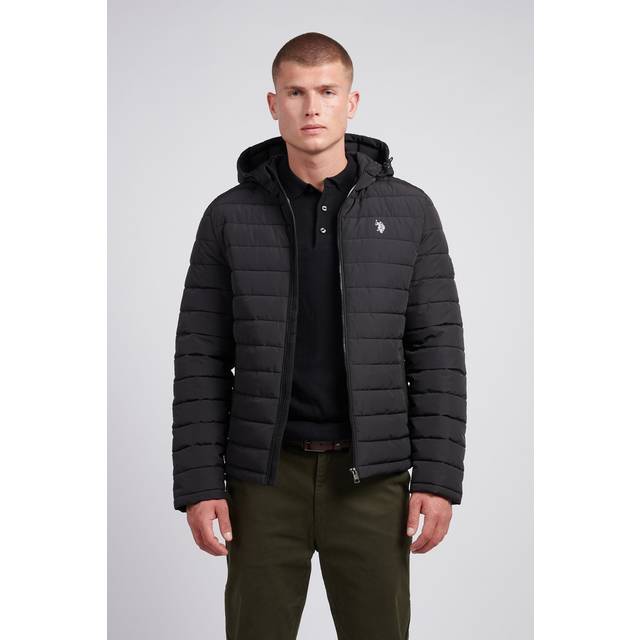 Lightweight Quilt Hooded Puffer Jacket - Black - XL