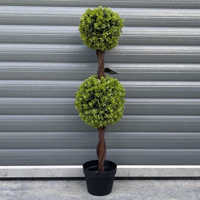 Leaf 90Cm Green Double Ball Topiary Tree, Green