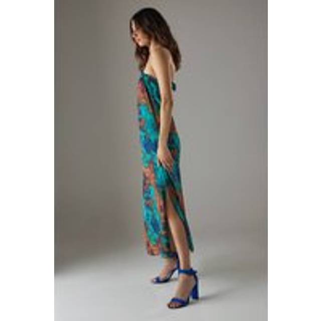 Womens Faith: Camille Covered Buckle High Block Heeled Sandals - Bright Blue - 8